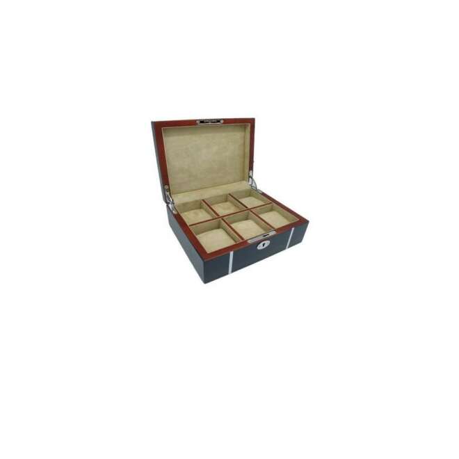 Blue lacquered oak watch box for 6 watches Kronokeeper