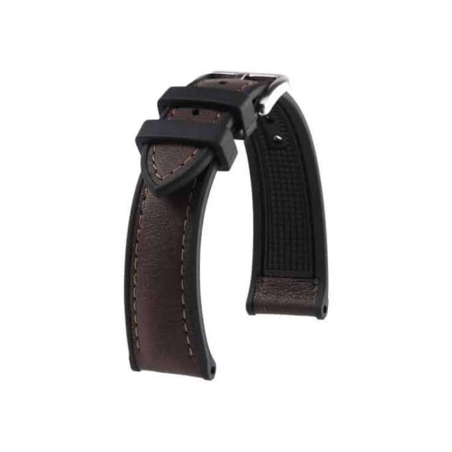 Bracelet de montres en cuir et caoutchouc chocolat KronoKeeper Godefroy