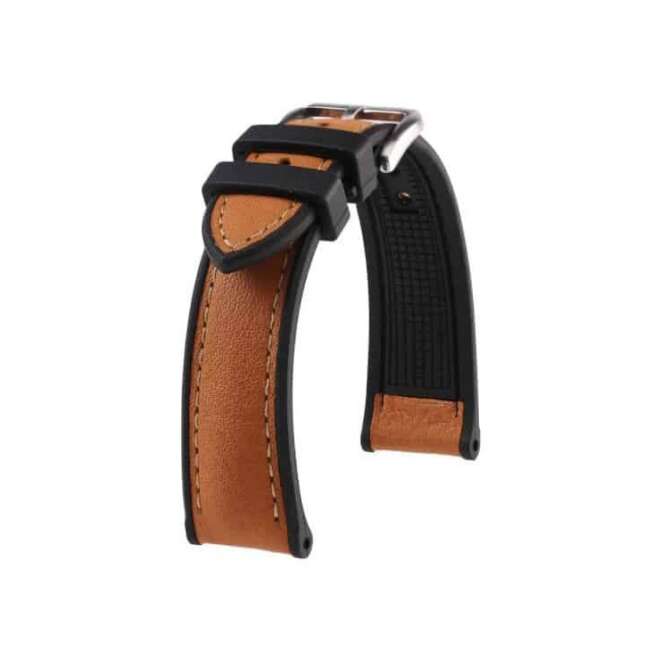 Bracelet montre en cuir et caoutchouc marron doré KronoKeeper Godefroy