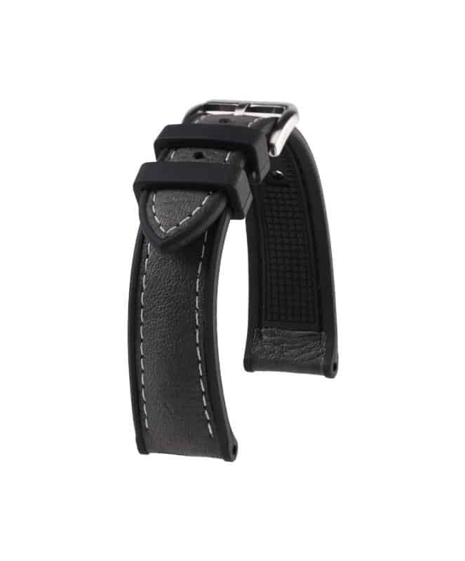 Gray rubber and leather watch strap KronoKeeper Godefroy