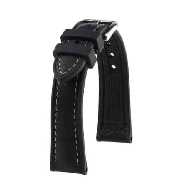 Bracelet de montre en cuir noir et caoutchouc KronoKeeper Godefroy