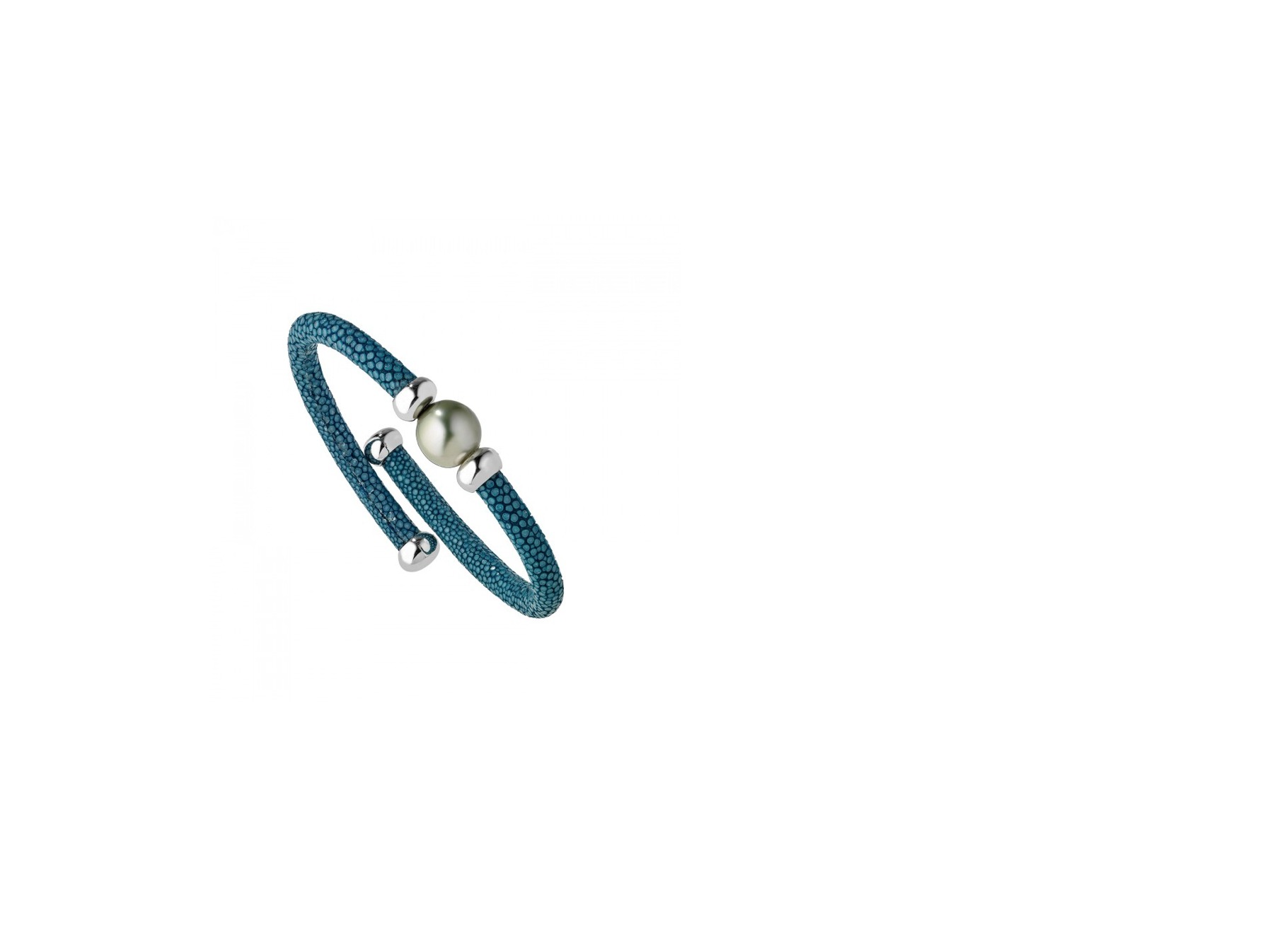 Stingray Leather Bracelet with Silver and Tahitian Pearl - Image 10