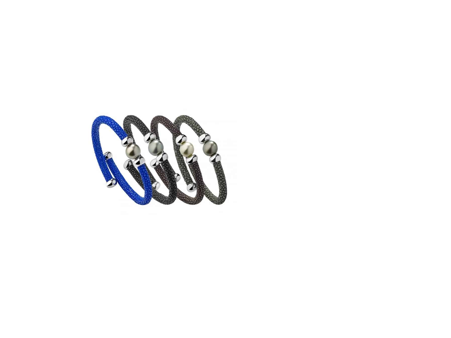 Stingray Leather Bracelet with Silver and Tahitian Pearl - Image 2