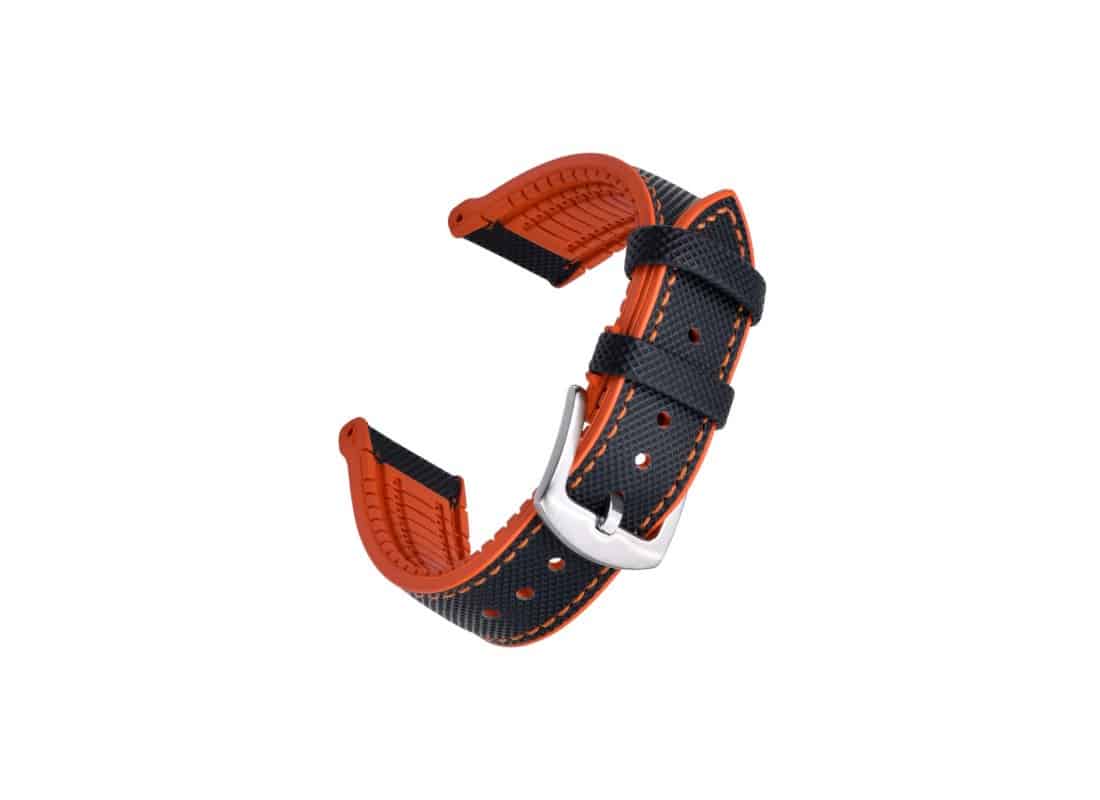 KronoKeeper Jules orange and black rubber watch strap