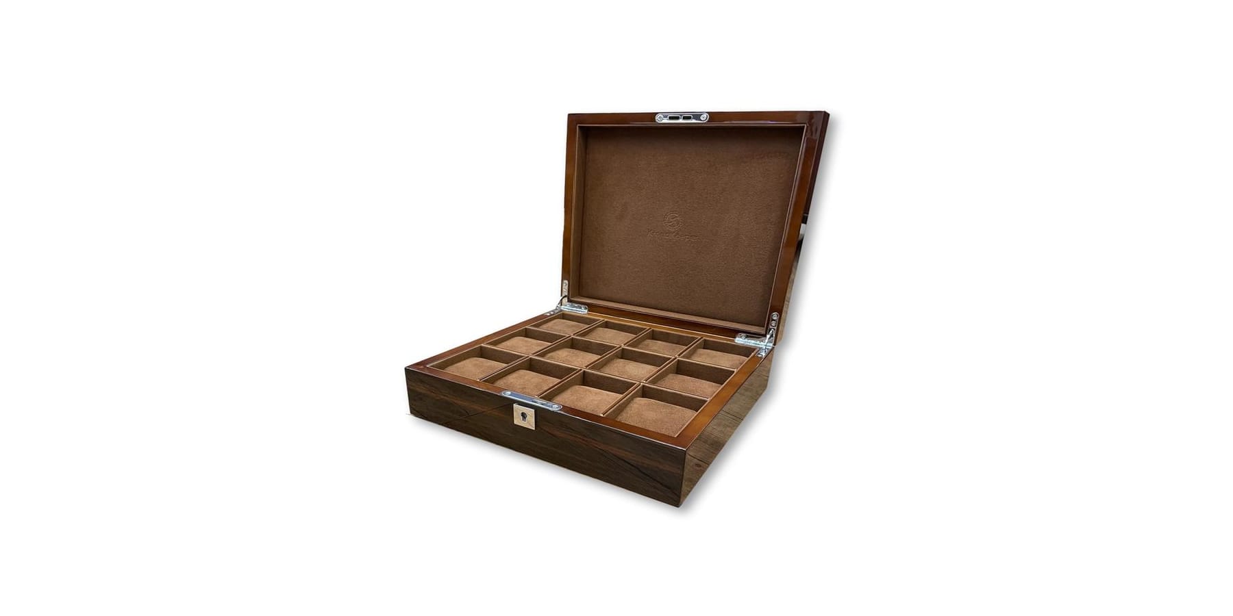 Walnut and Macassar 12-watch box Kronokeeper Marquetry
