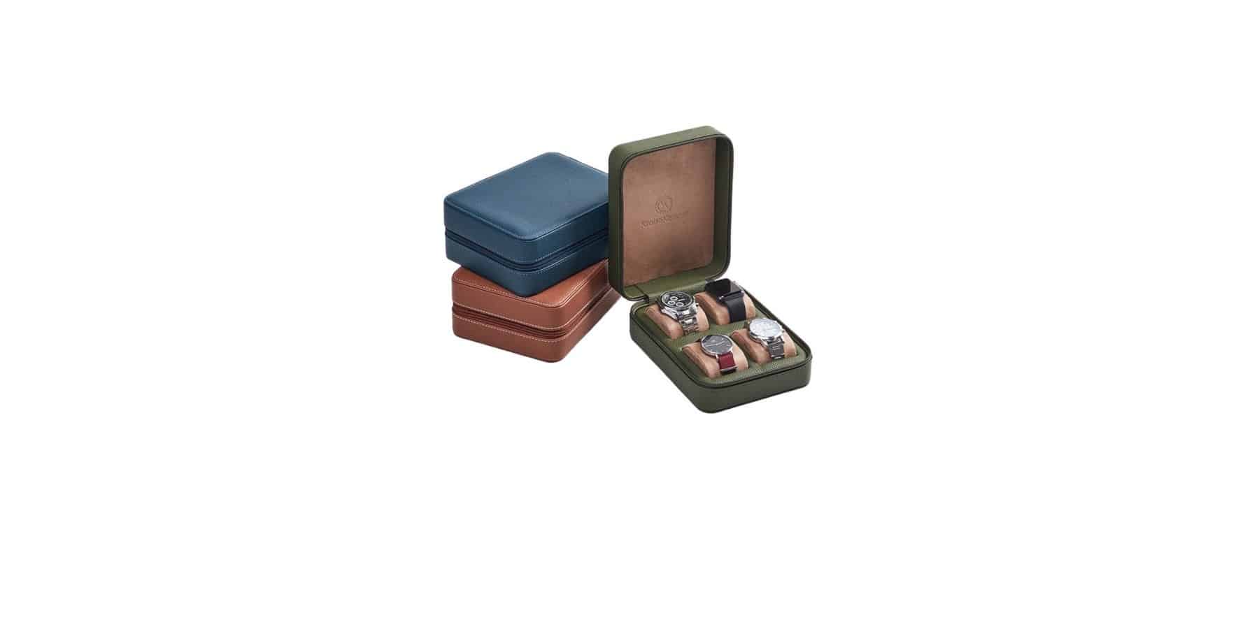 Kronokeeper Tiboulen 4-Watch Leather Travel Case