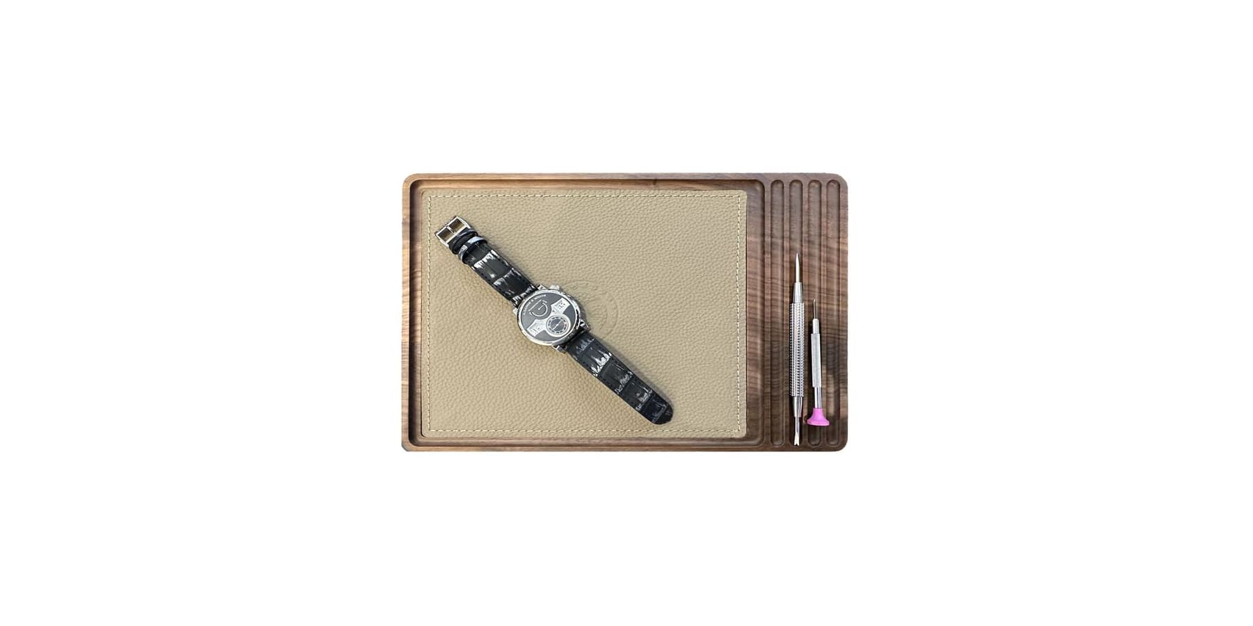 Walnut tray and Kronokeeper watch tray