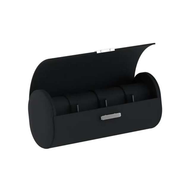 Scatola del Tempo Black Leather 4-Watch Pouch