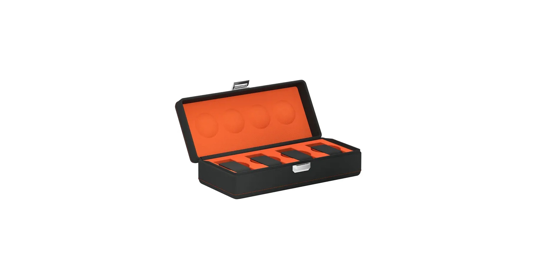 Scatola del Tempo Valigetta 4 4-Watch Case in Slate Gray and Orange Leather