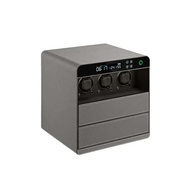 Kronokeeper safe with 3 watch winders and 12-watch tray, grey