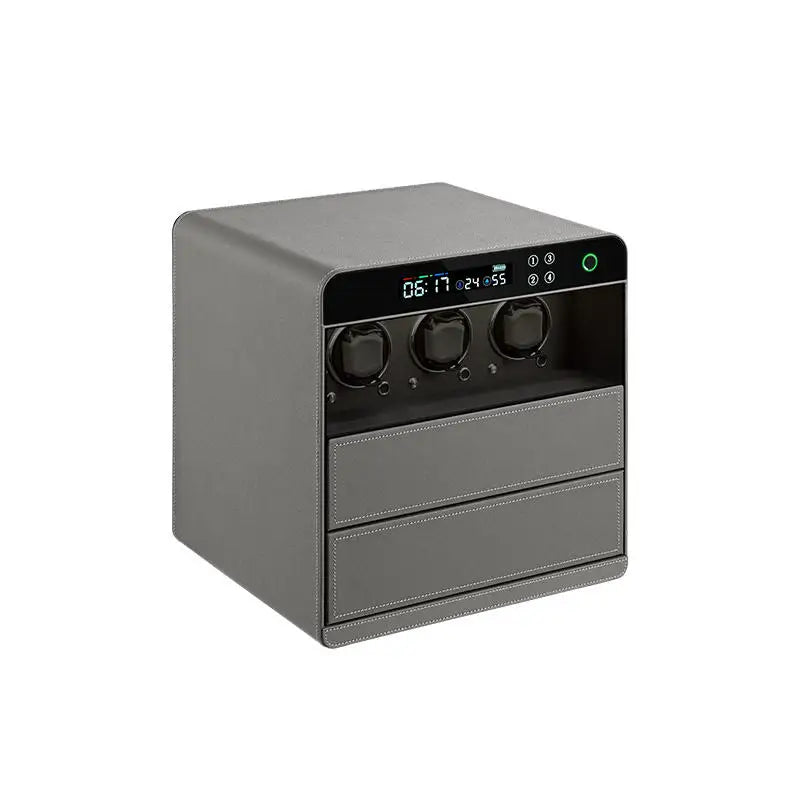 Kronokeeper safe with 3 watch winders and 12-watch tray, grey