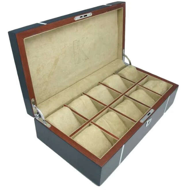 Coffret 10 montres en chêne laqué bleu Kronokeeper